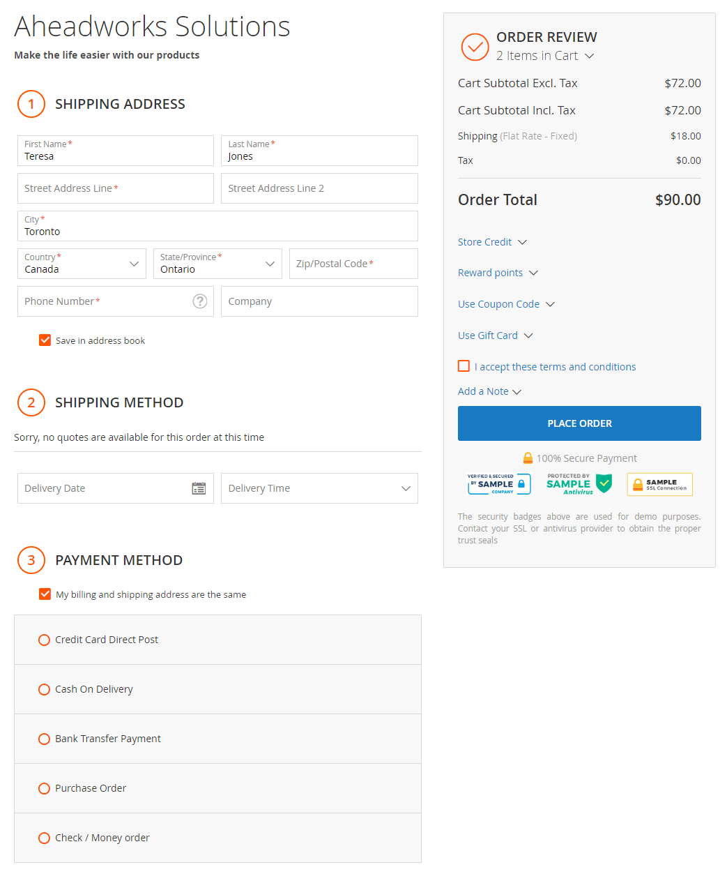 Magento2 Onepagecheckout Extension by Aheadworks