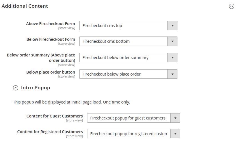 FireCheckout Additional Content Section